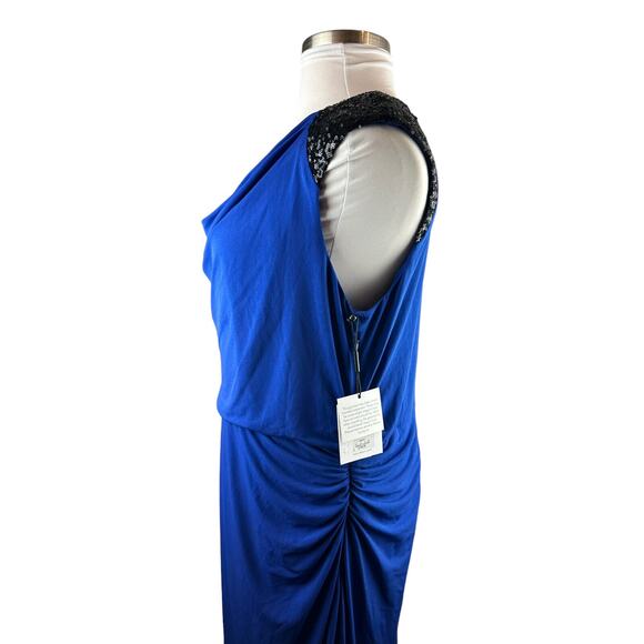 NWT Calvin Klein Atlantis Royal Blue Sheath Dress Sequin Stretch Plus Size 18W - Picture 6 of 16
